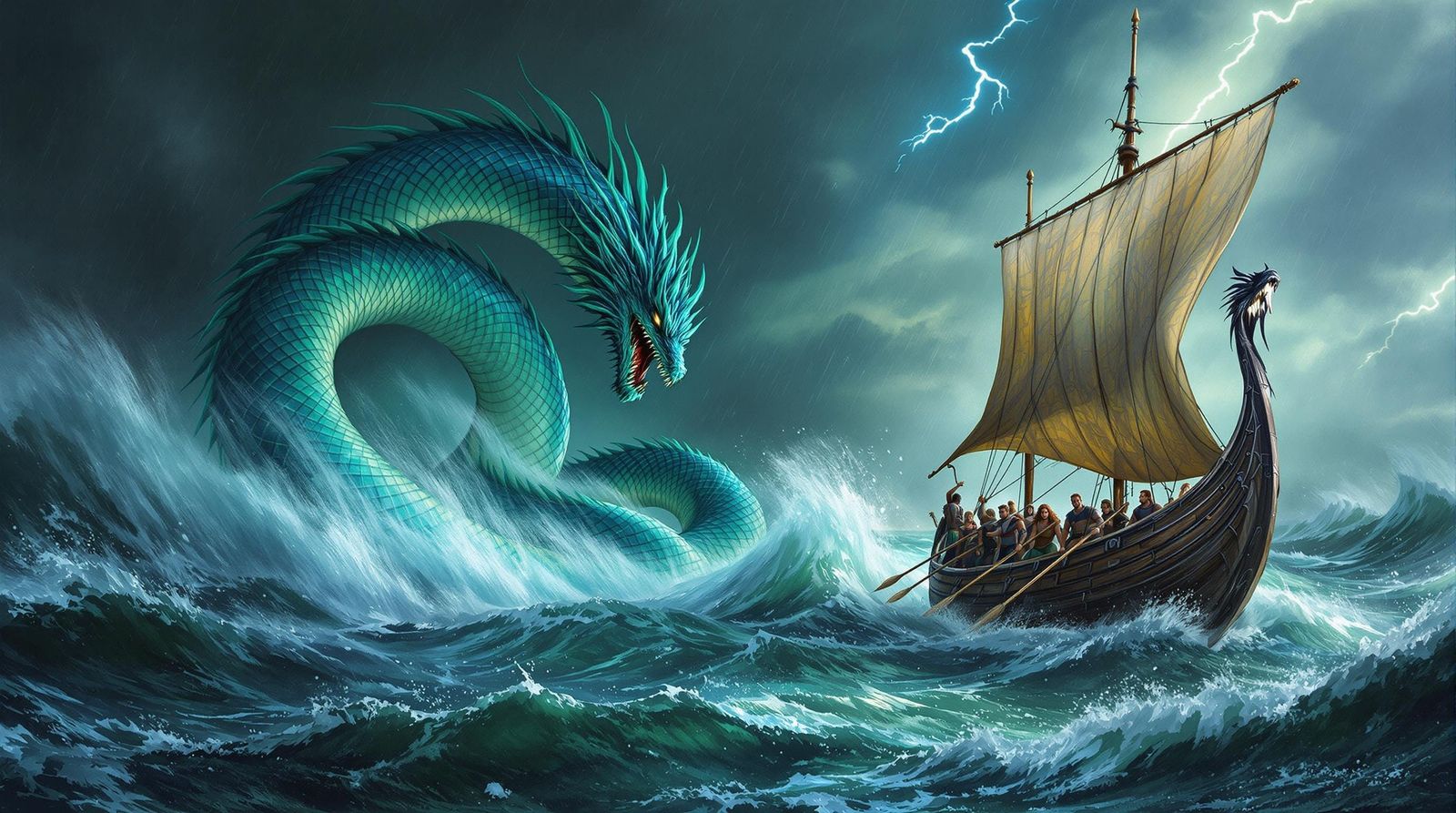 Sea Serpent Emerges in Stormy Seas