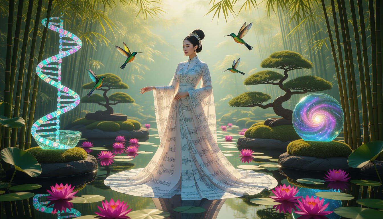 Ethereal Princess in Sheet Music Ao Dai