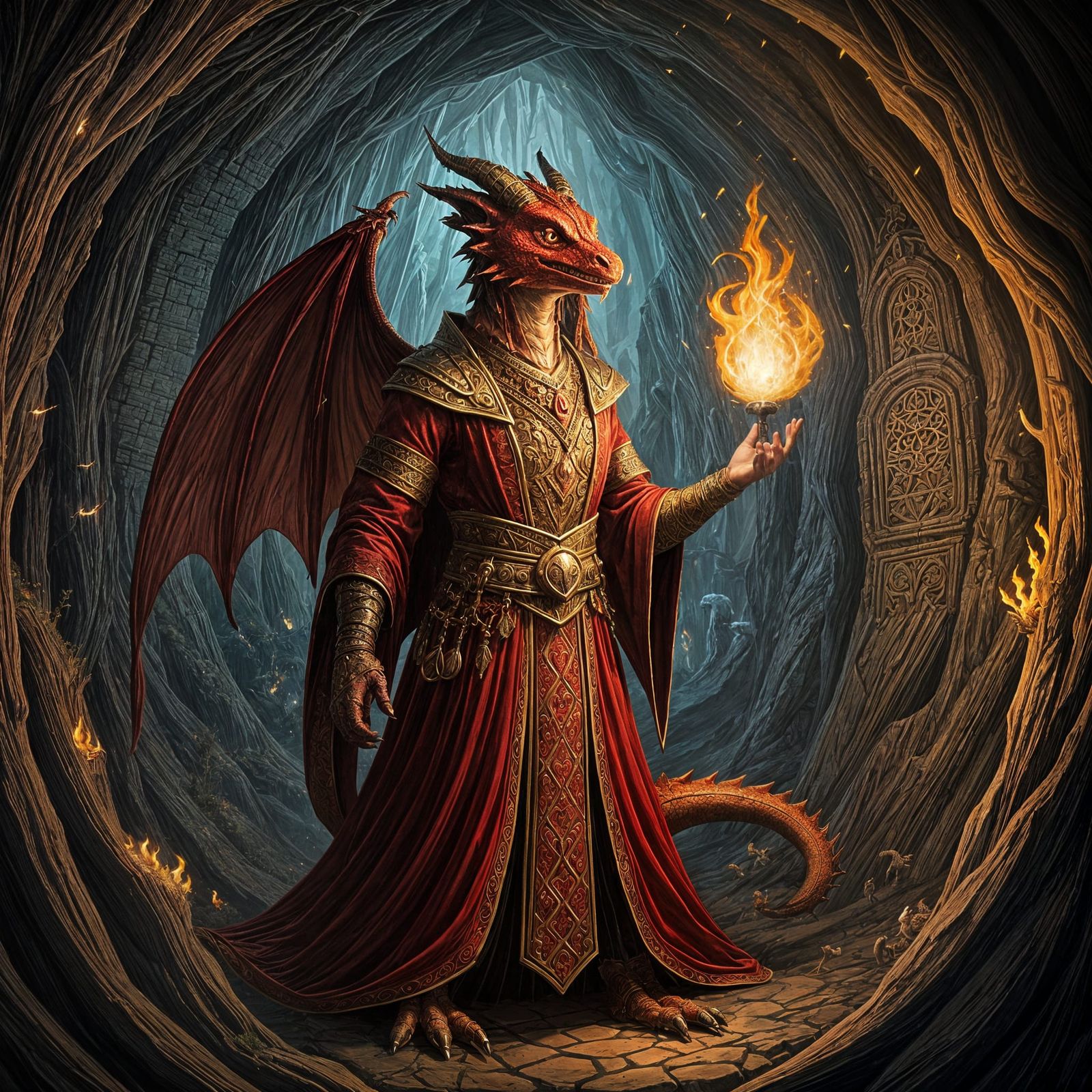 Draconic Kobold Sorcerer Casting Fire Spell