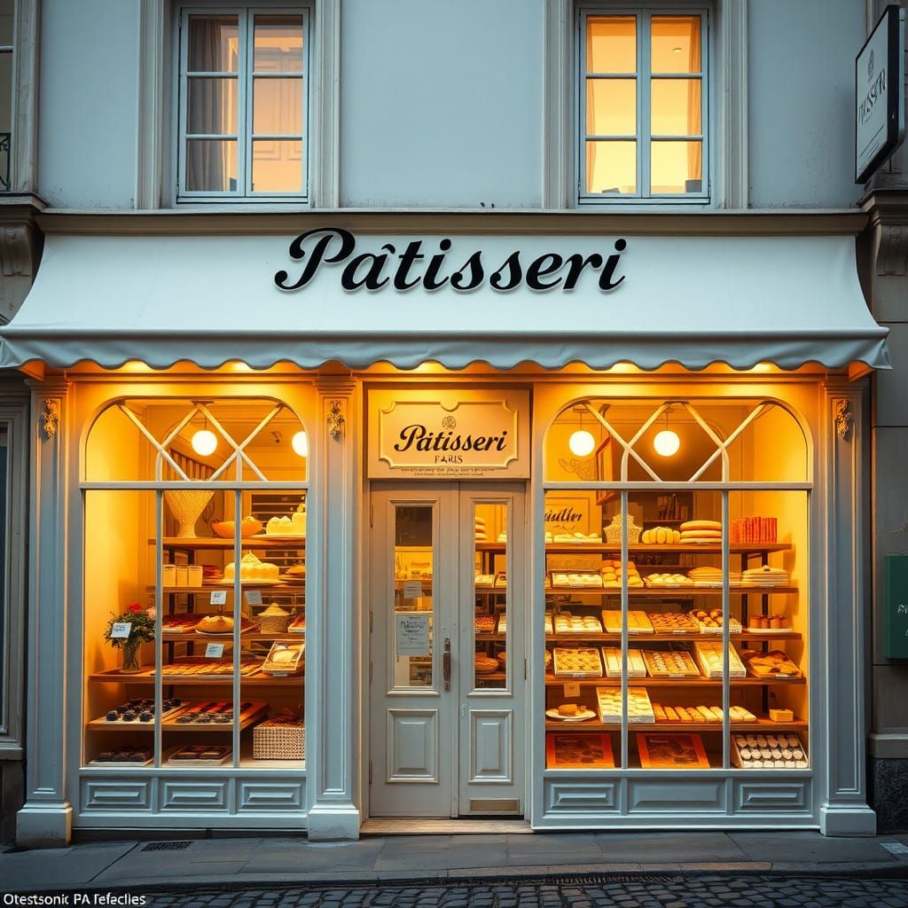 Whimsical Parisian Cafe Scene by Golden Light