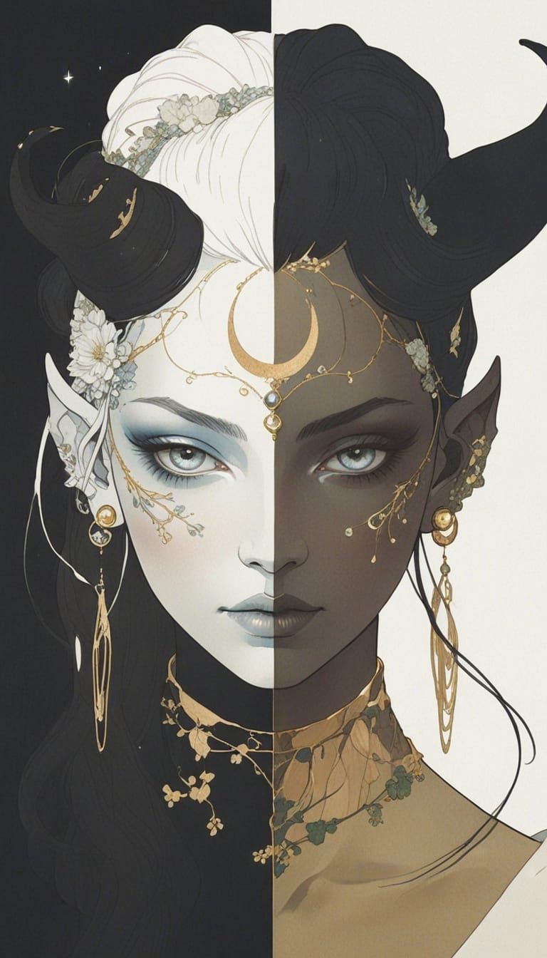 Forest Spirit in Style of Alphonse Mucha