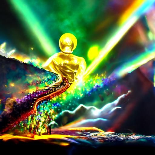 Golden Road to Heaven: Astral Cosmic Illustration