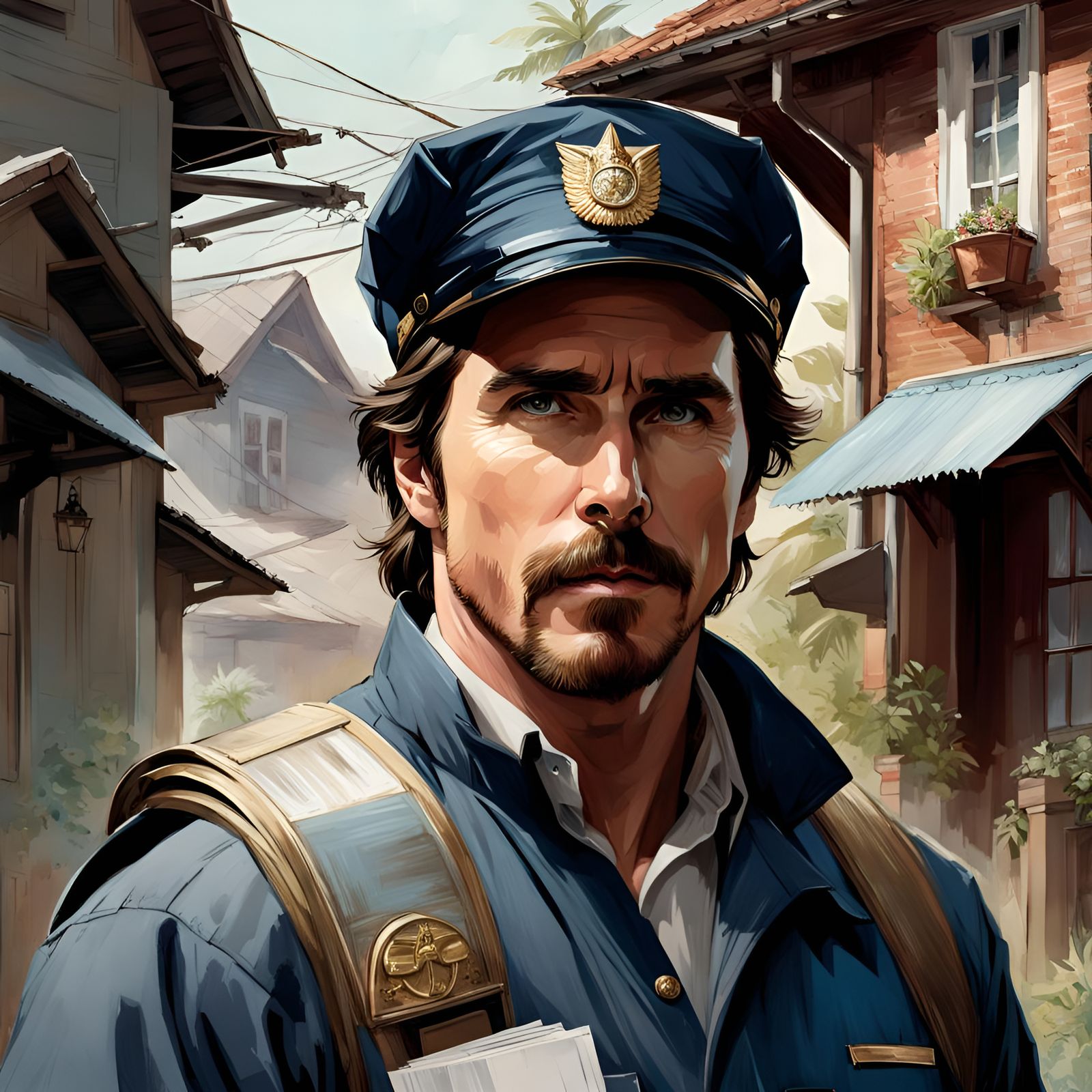 Mailman Portrait Inspired by Bale, Digital Art