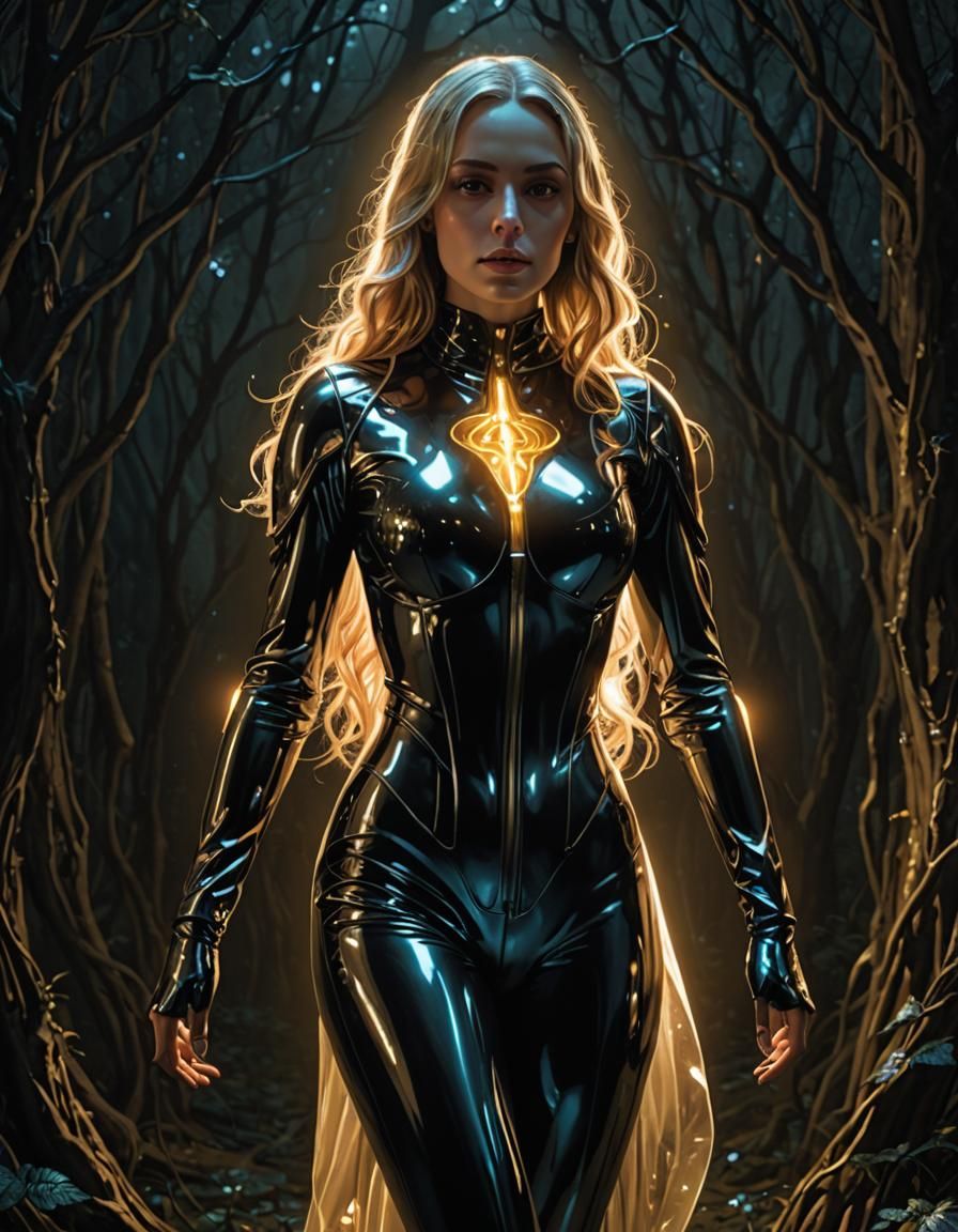 Shining Latex Suit: Horror Art in Doré Style