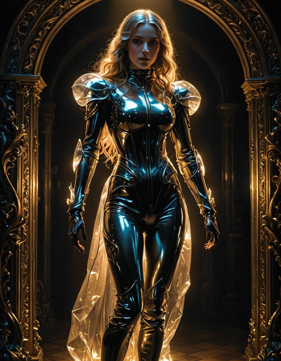Glowing Transparent Latex Suit in Horror Style