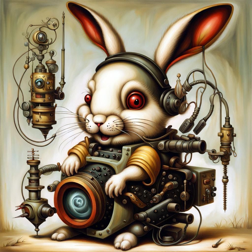 Technological Nightmare Rabbit Inspired by Greg Simkins