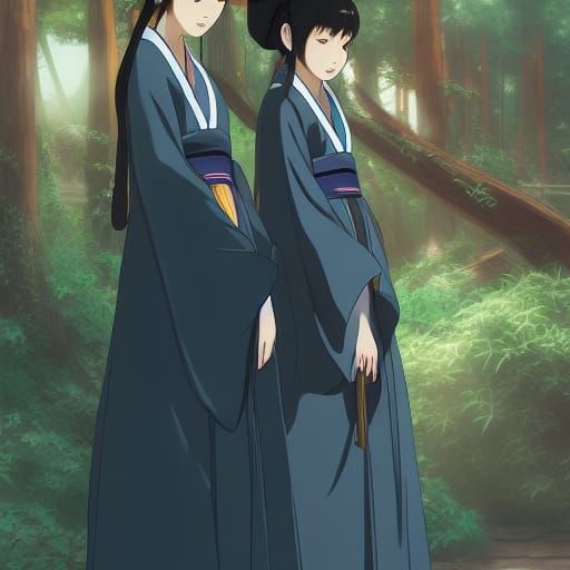 Hanfu Dress in Studio Ghibli Anime Style