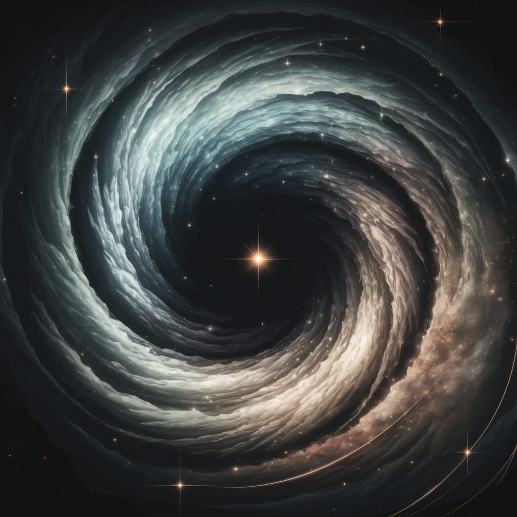 Cosmic Vortex in Space: Swirling Darkness and Ethereal Light