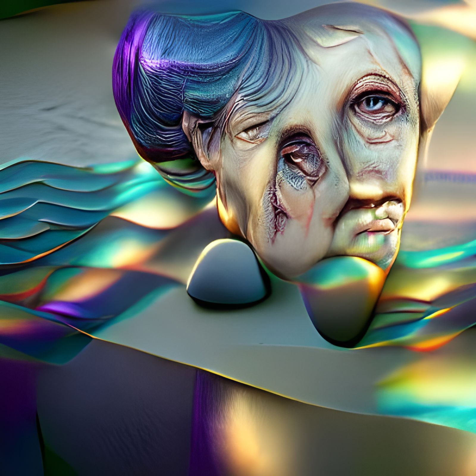 Surreal Iridescent Projections of Grief in VRay