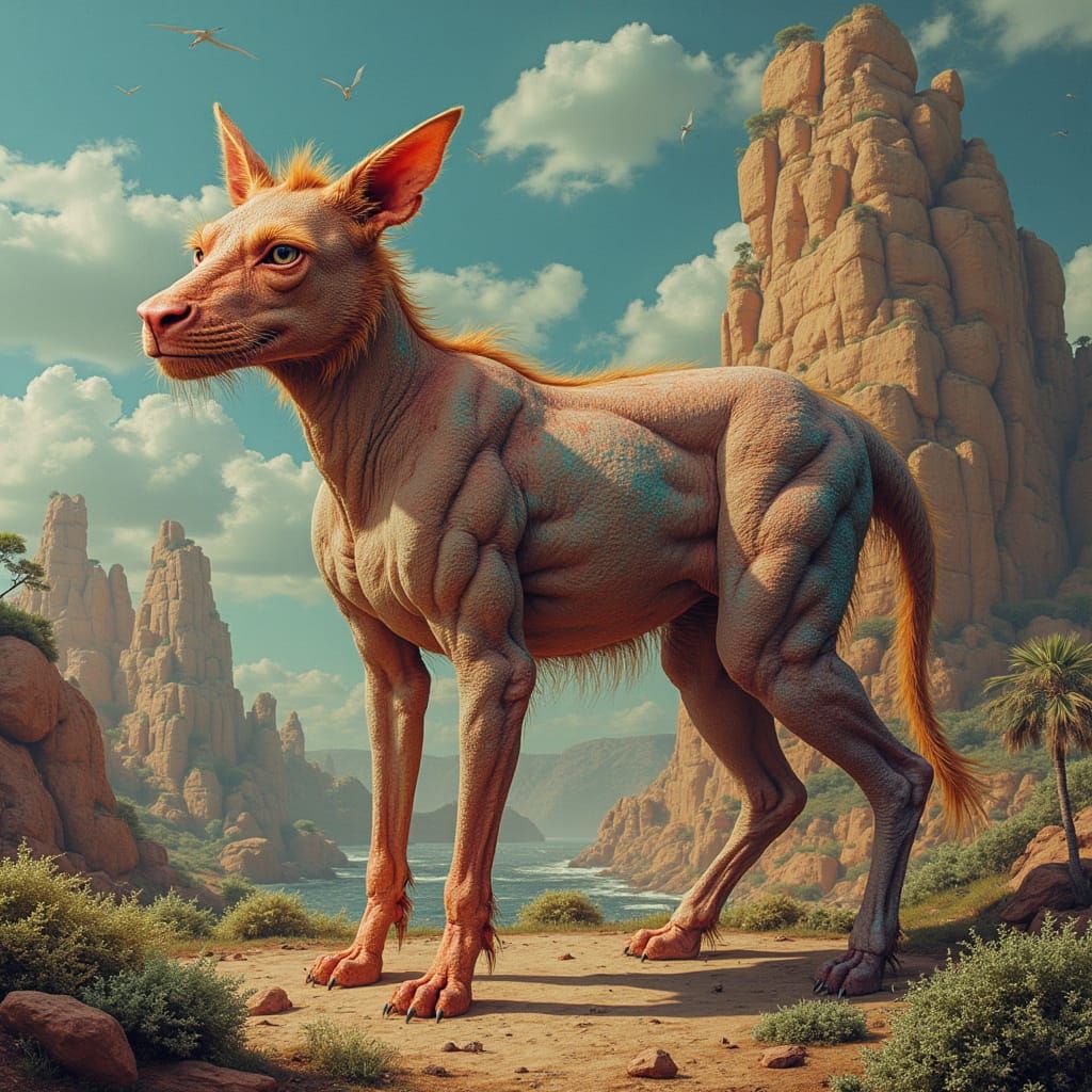 Surreal Chimera in Dreamlike Landscape
