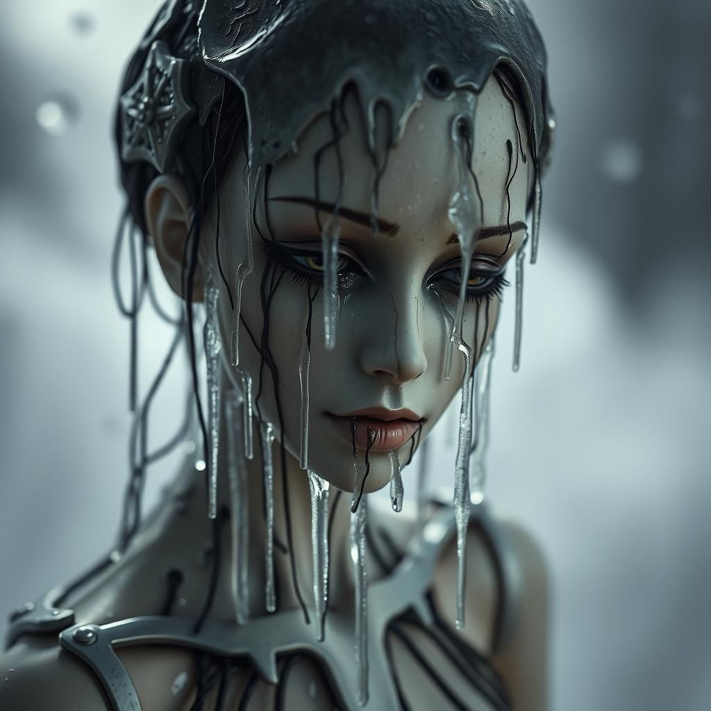 Eerie Melting Ice Tears on Metal Dolls