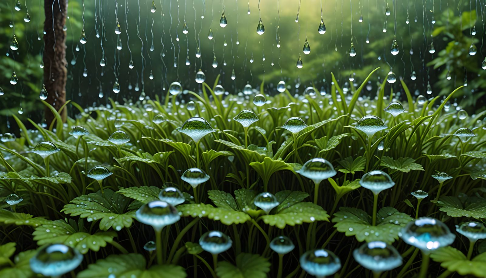Mystical Rainy Scene in a Whimsical Abode