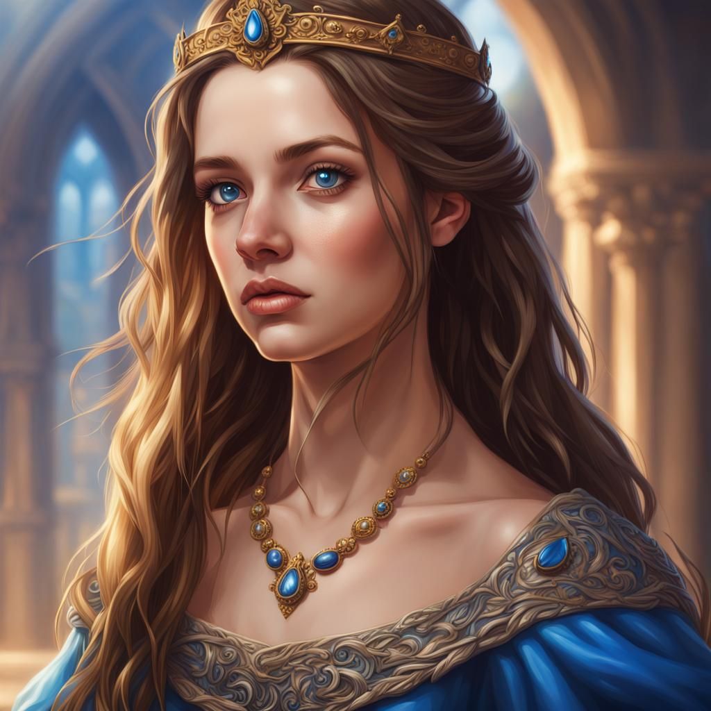 Medieval Princess Portrait in Splash Art Style