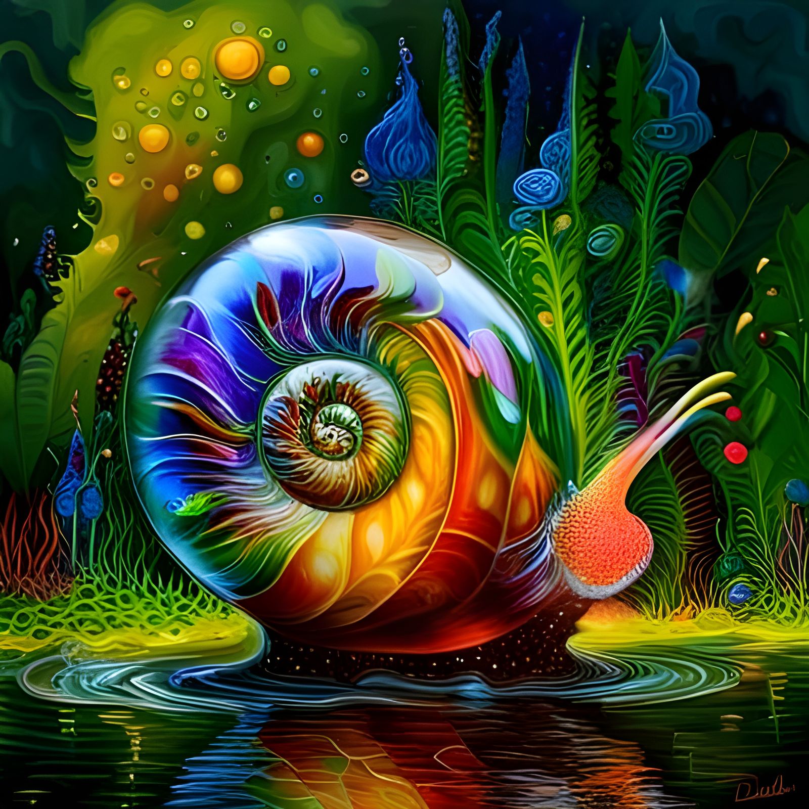 Blown Glass Snail Sculpture Inspired by Chihuly