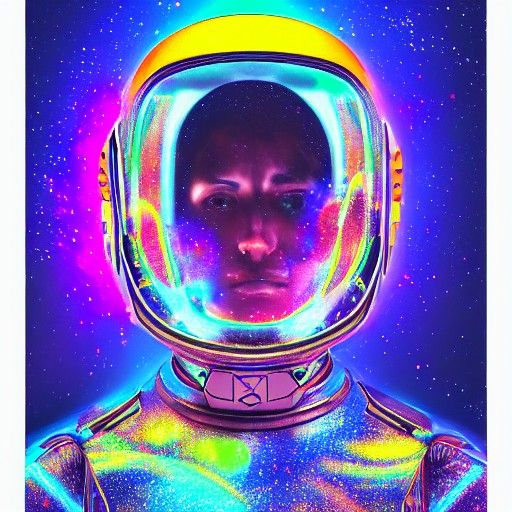 Cosmic Space Ranger in Holographic Astral Illustration