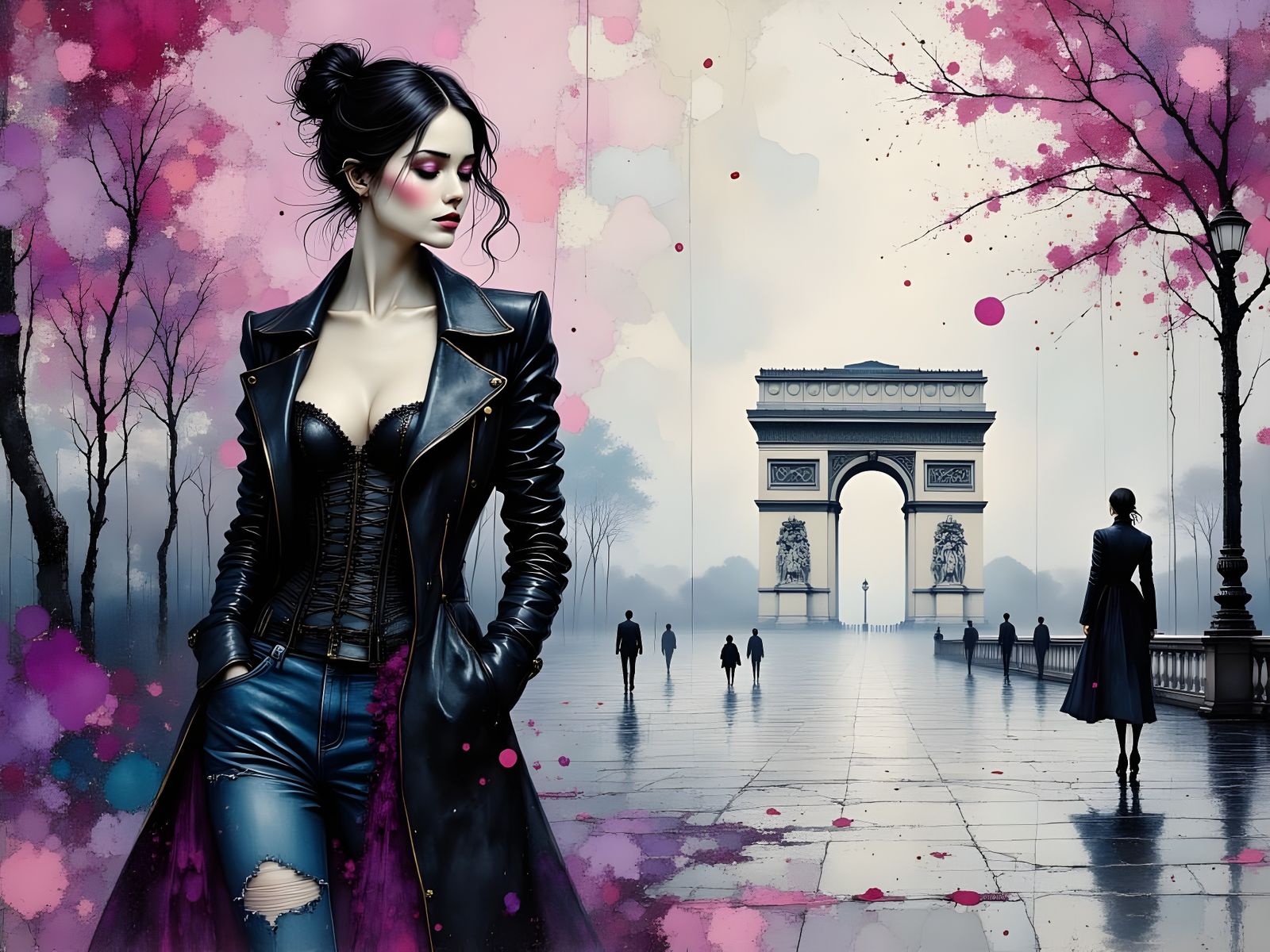 Surrealistic Portrait of a Woman in Parisian Splendor
