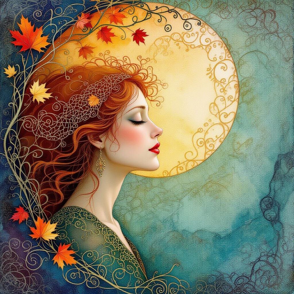 Dreamcore Autumn Equinox in Watercolor Decoupage