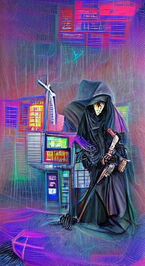 Cyberpunk Grim Reaper with Gun
