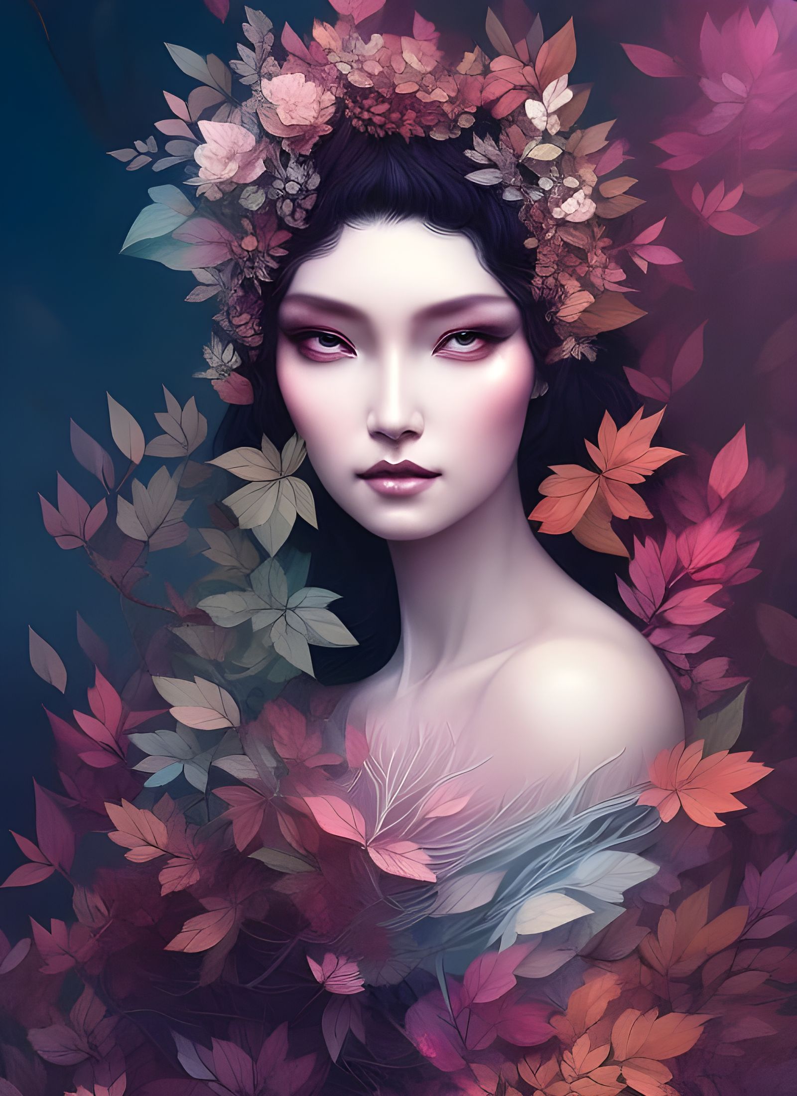 Nature Goddess Portrait in Cel-Shaded Style