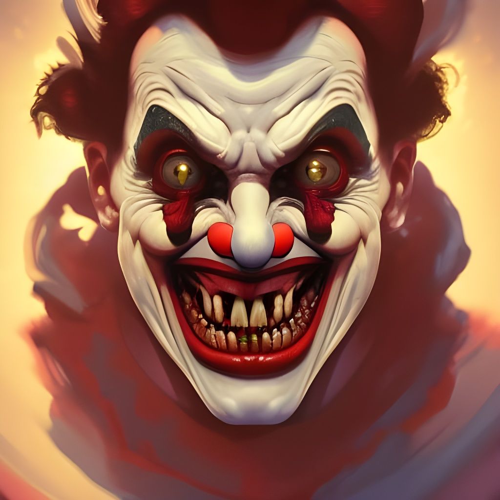 Demonic Clown Portrait in Hyperdetailed Style