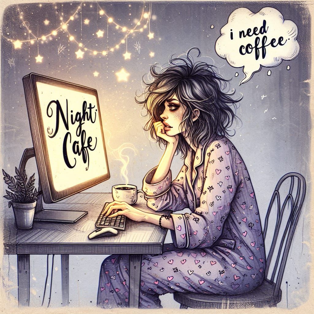 Woman Needs Coffee: A Whimsical Digital Illustration