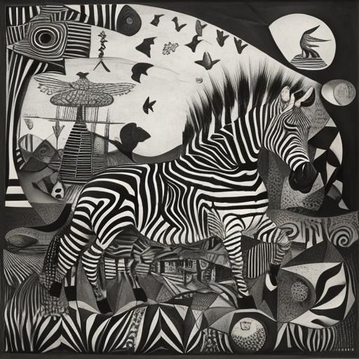 Zebra     in a Million butterfly dreamscape,  making wishes , Salvador Dali collaboration Paul Klee , Picasso's integrat...