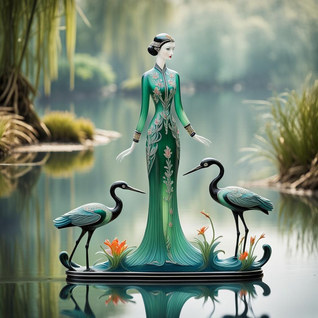 Enameled Glass Figurine Fashion Model by Lake