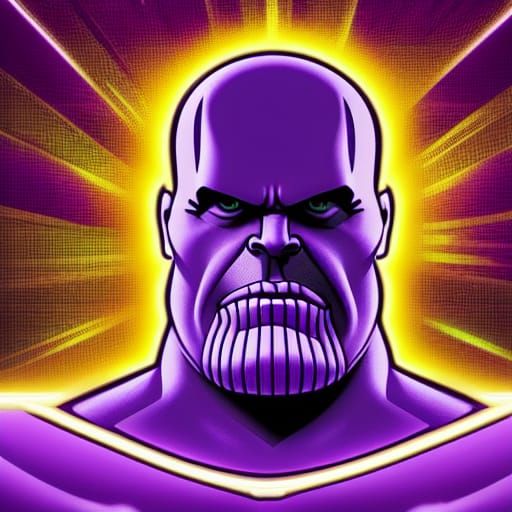 Thanos in Synthwave Neon Retro Style