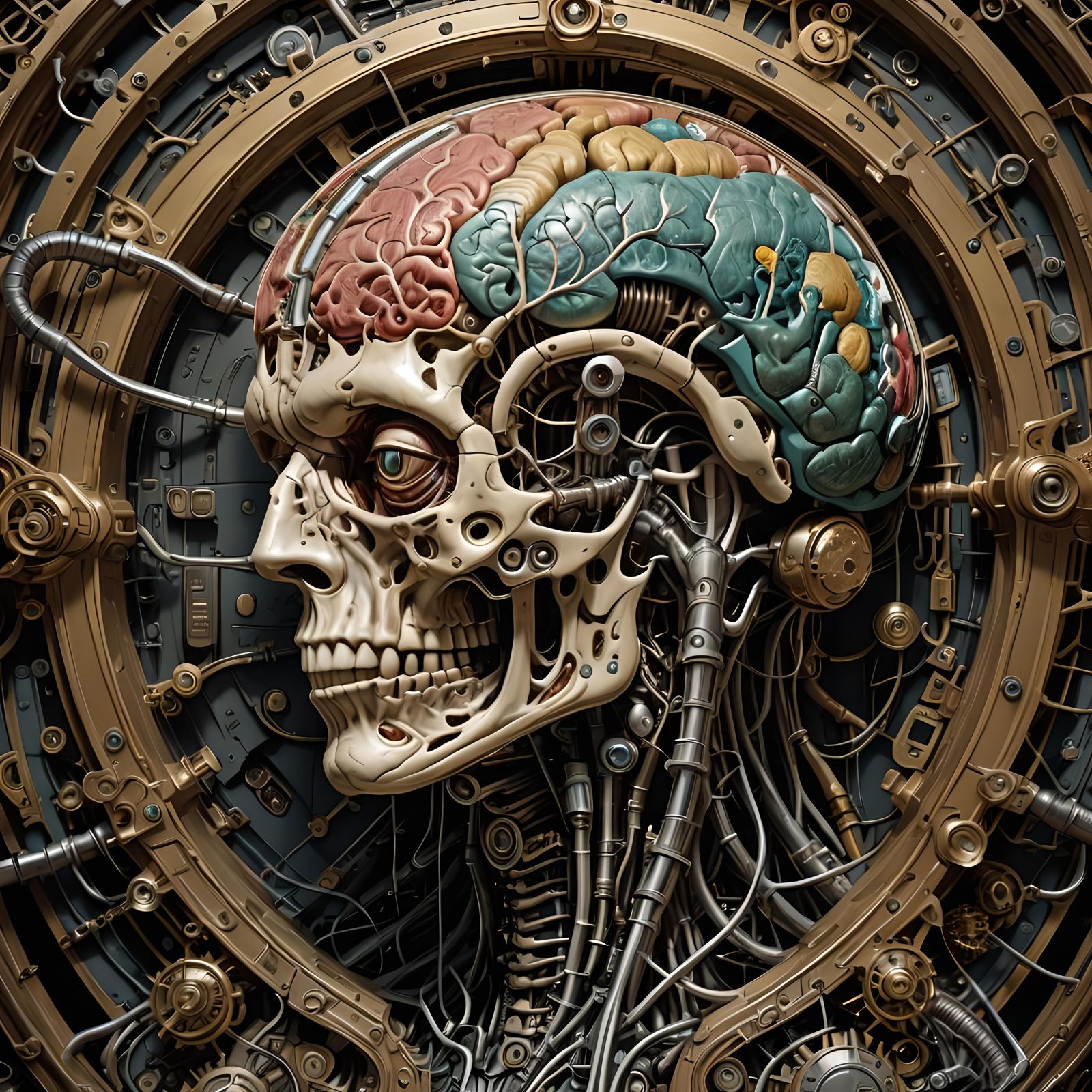 Photorealistic Brain Illustration in Maximalist Style