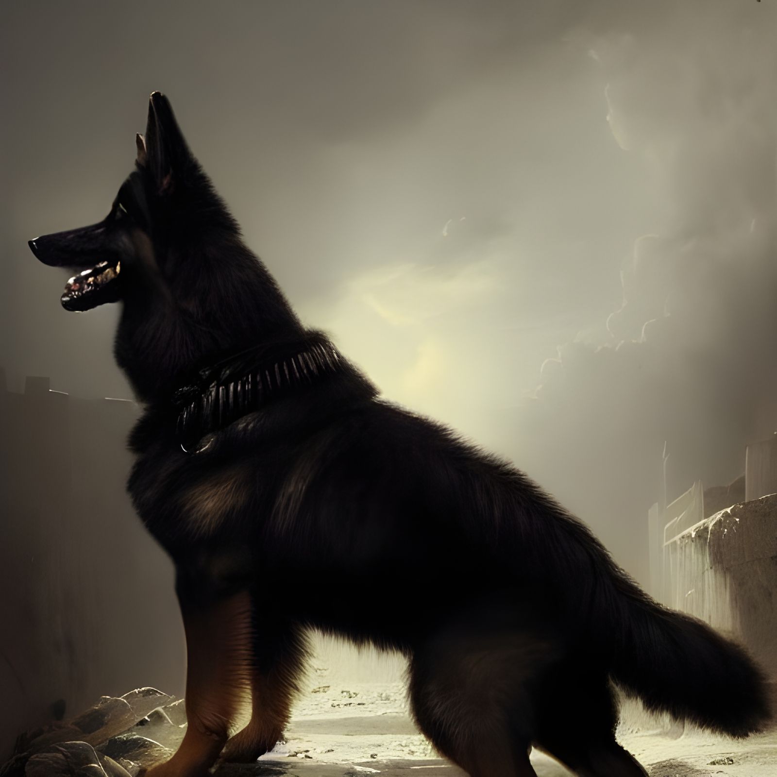 German Shepard with Sunglasses in Horror Style