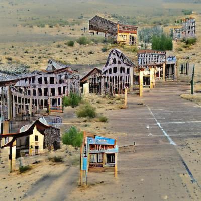 Eerie Western Ghost Town Scene