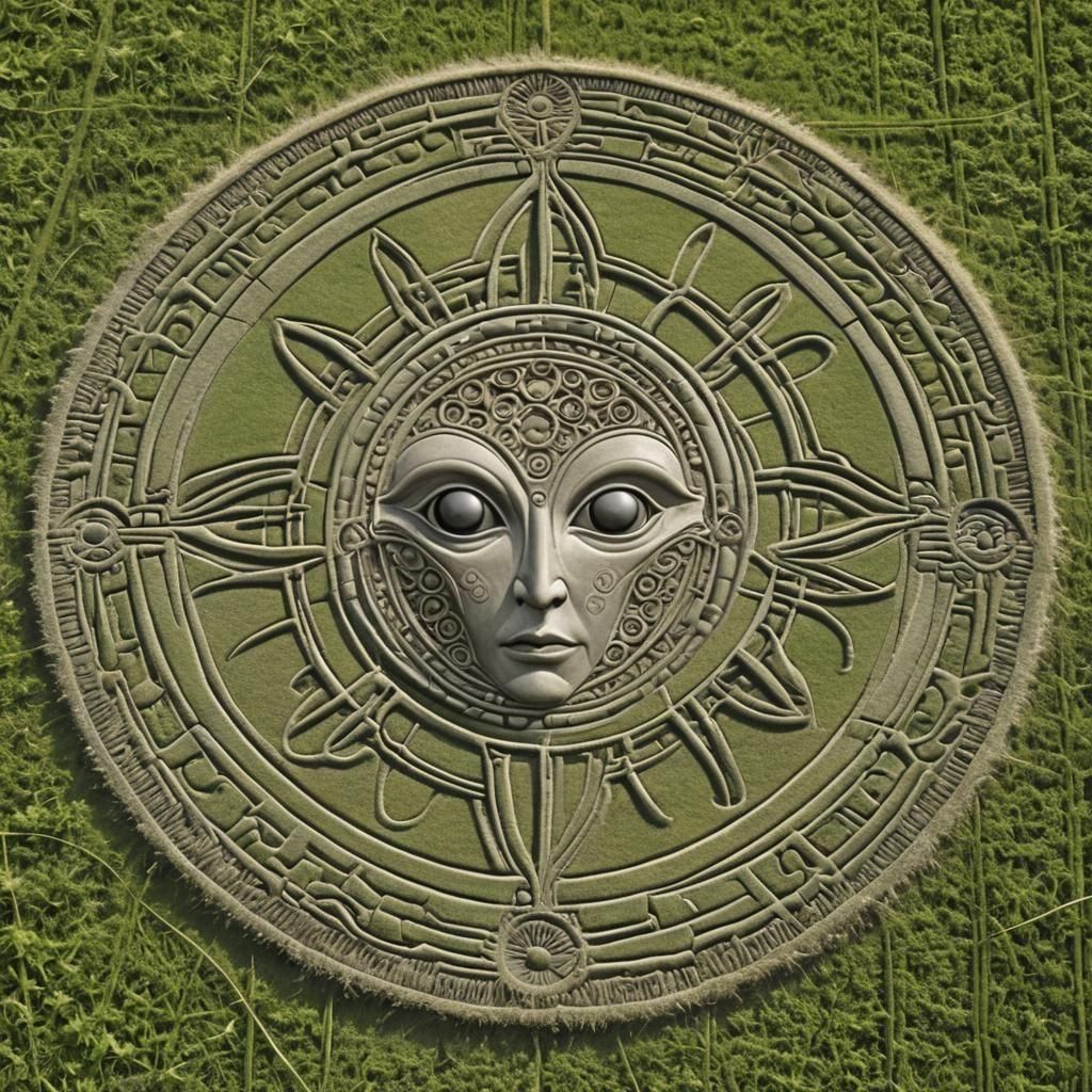 Crop Circle Art Featuring Hidden Alien Figure