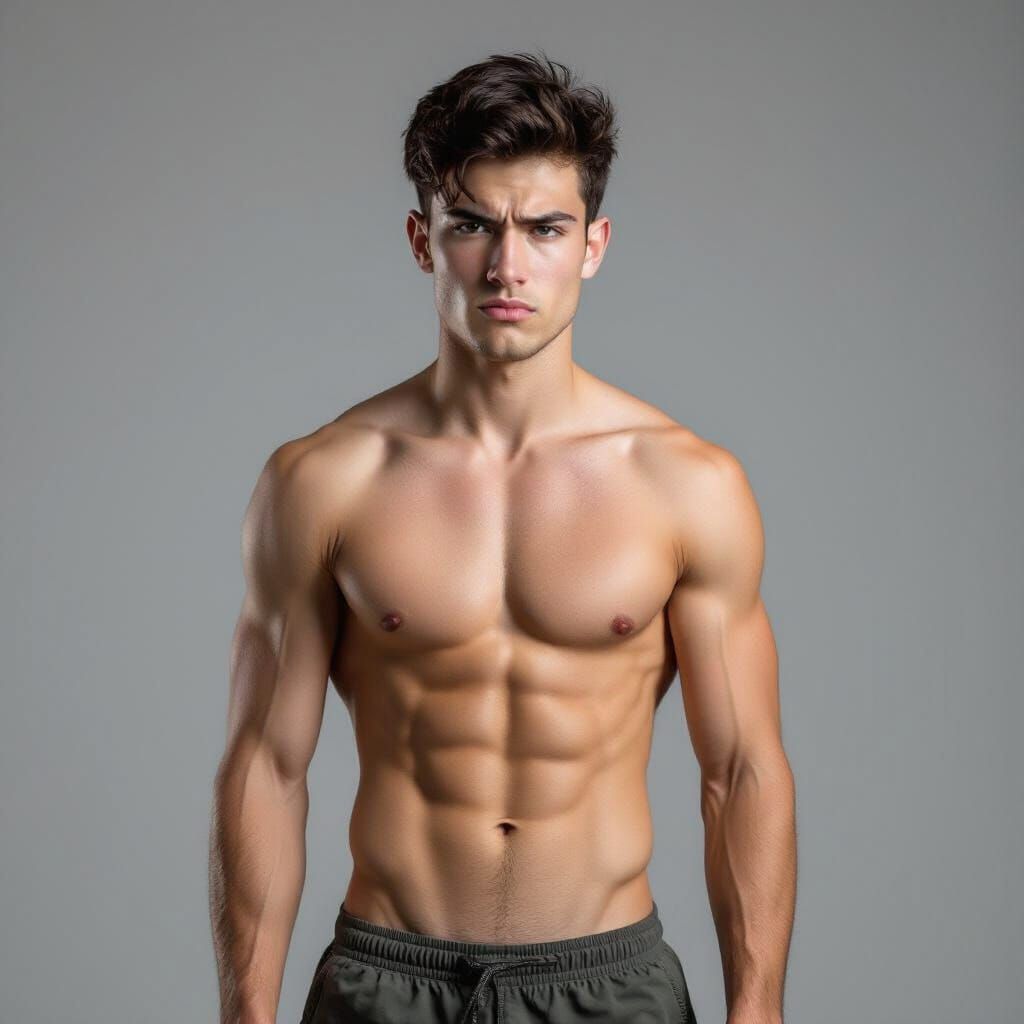 Athletic Man with Intense Stare in Photorealistic Style