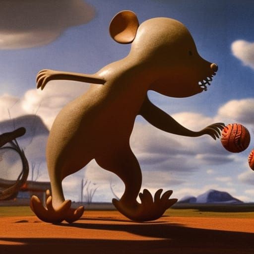 Alien Mice Play Baseball: Sci-Fi Surrealism