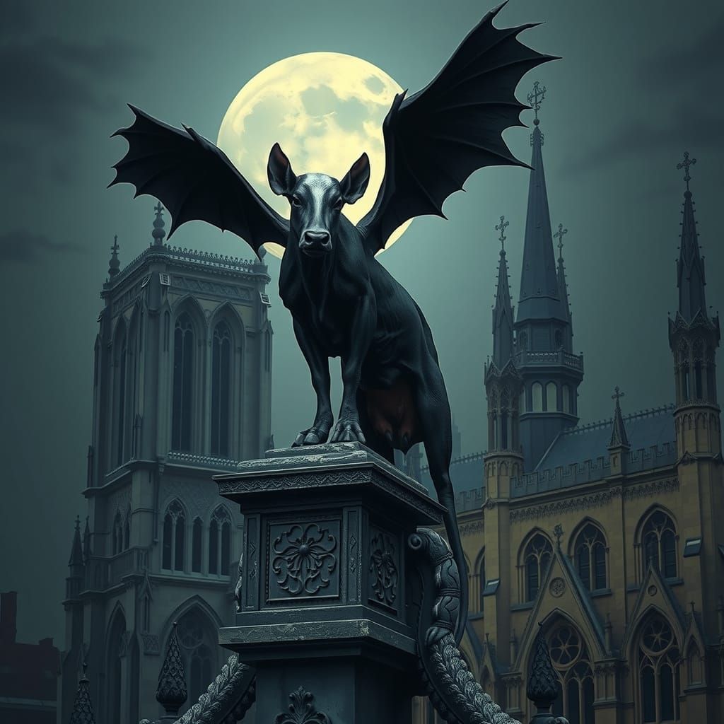 Gargoyle Cow Perched Atop Notre Dame Cathedral
