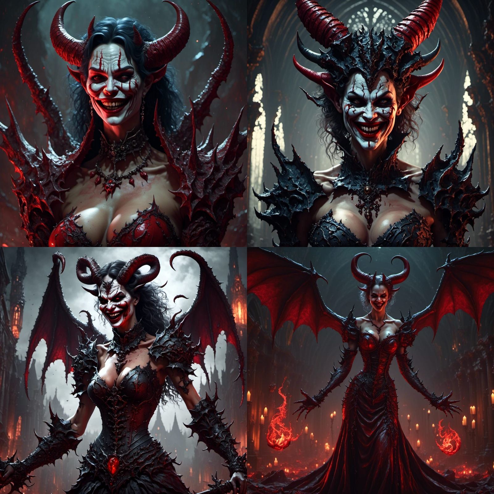 Devilish Woman Smiling: Horror Fantasy Concept Art