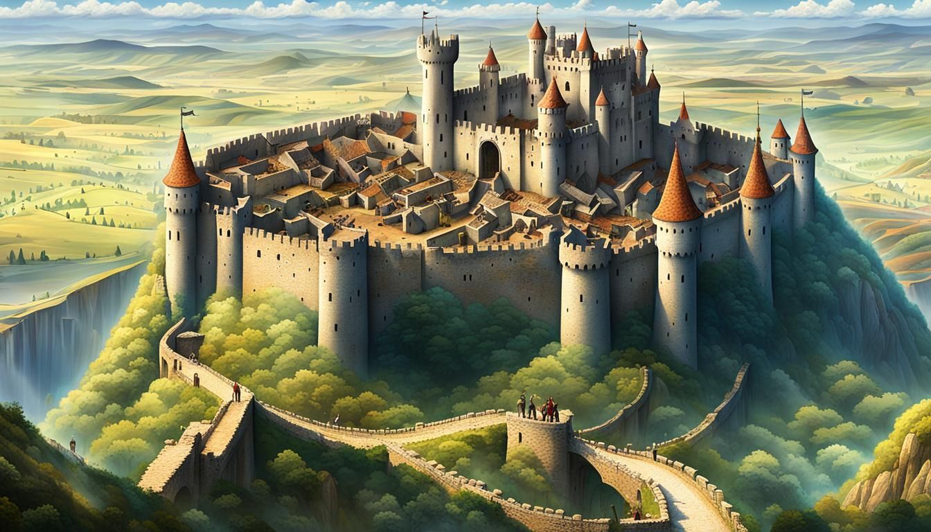 Epic Fantasy Knight Approaches Distant Castle