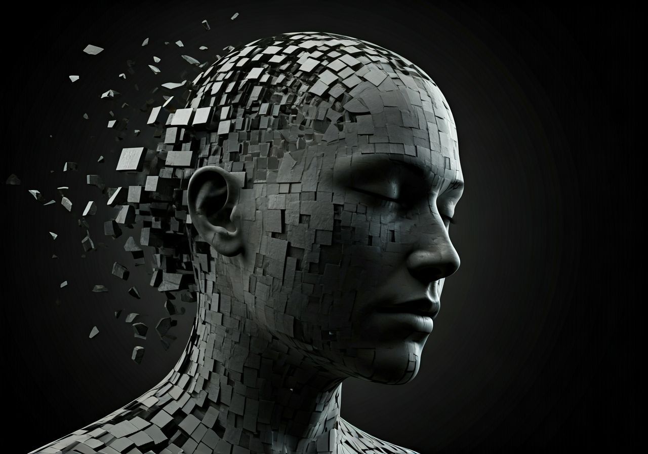 Fragmented Digital Portrait in Hyperrealistic Style