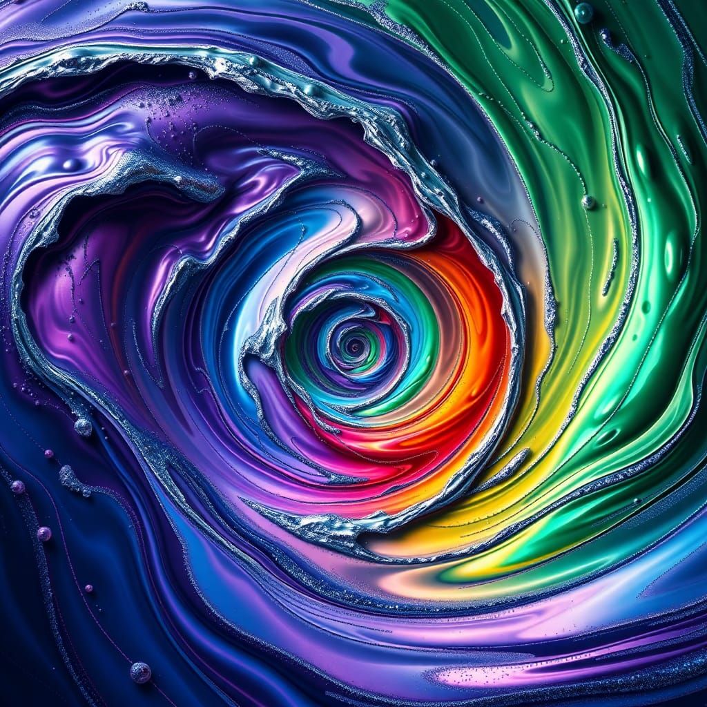 Der Ozean mit riesen Wellen aus verschiedenem flüssigem Silb...