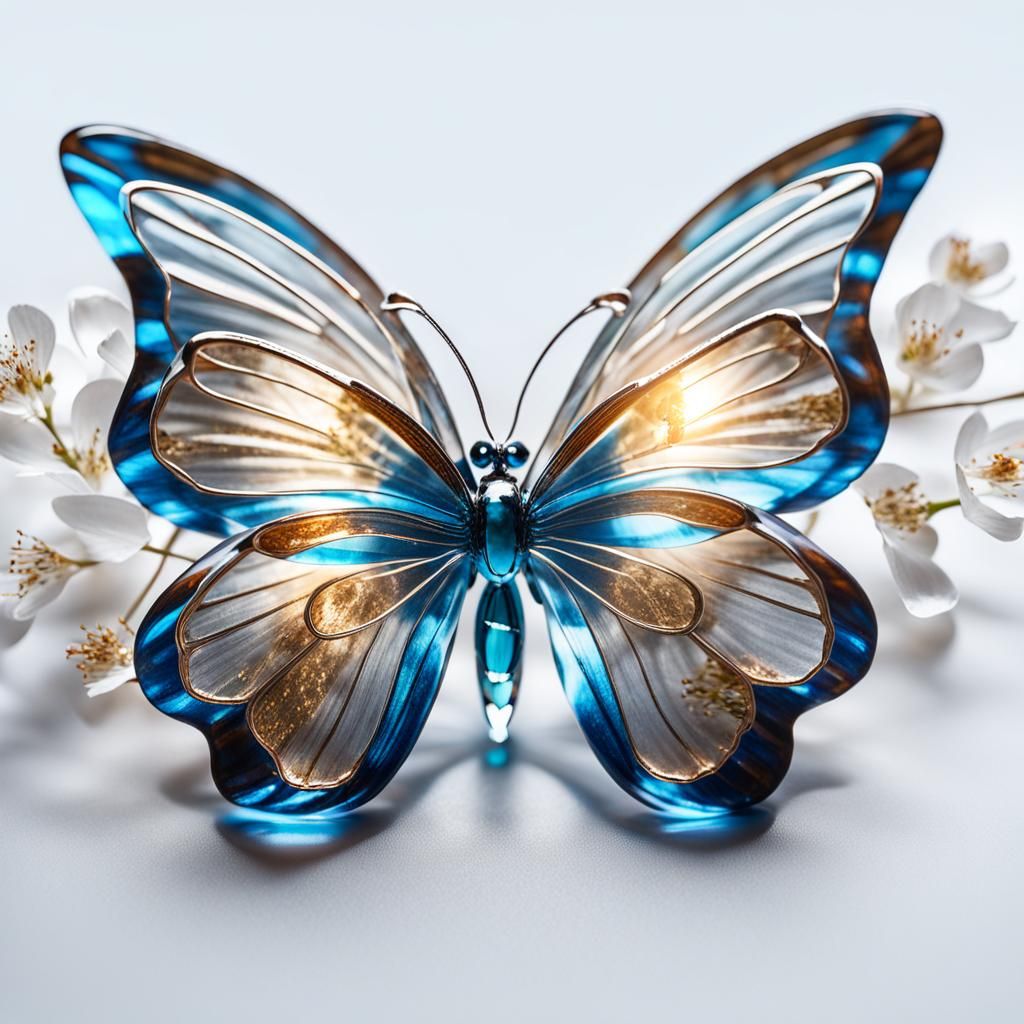 Brilliant Blue Glass Butterfly Shines