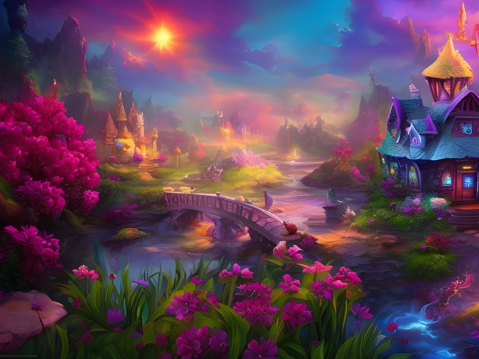 Fantasy fairy houses and landscape