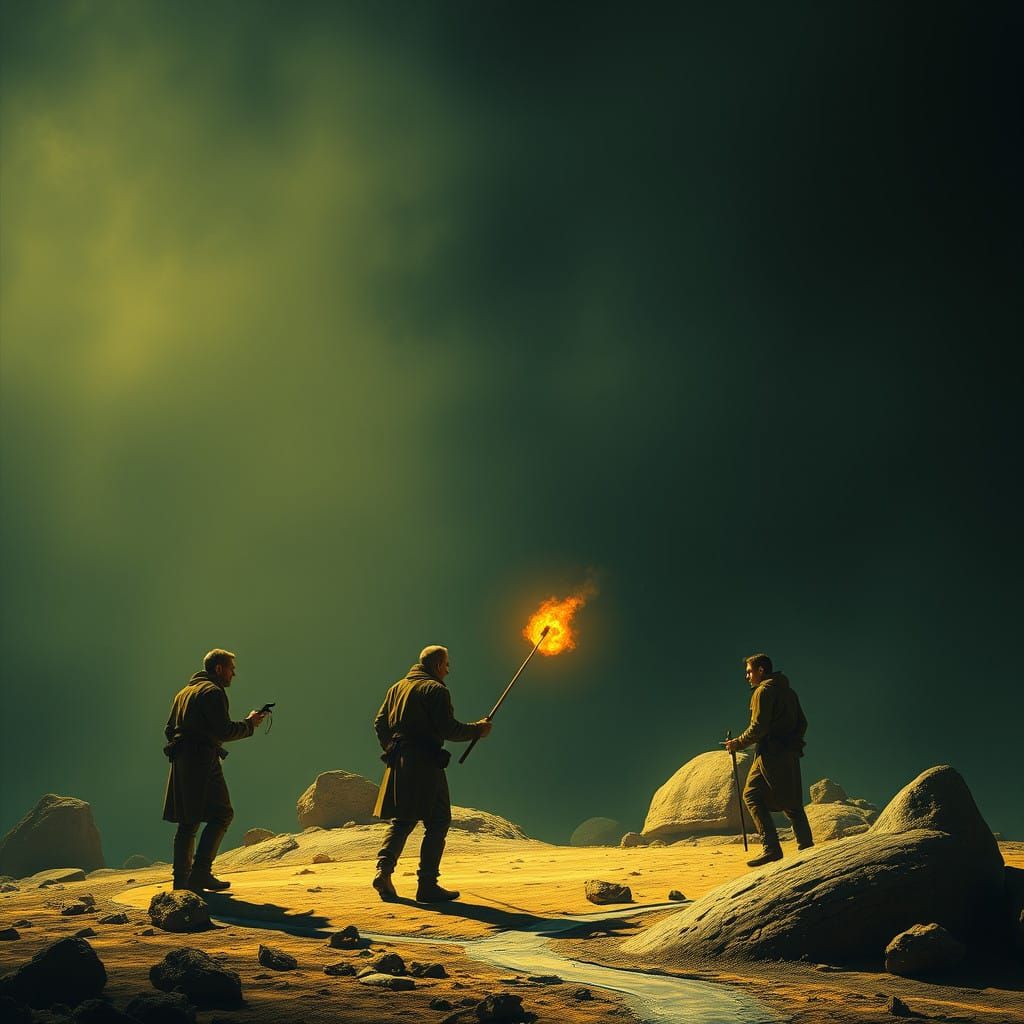 Fantasy Landscape with Celestial Beings in a Dreamlike World