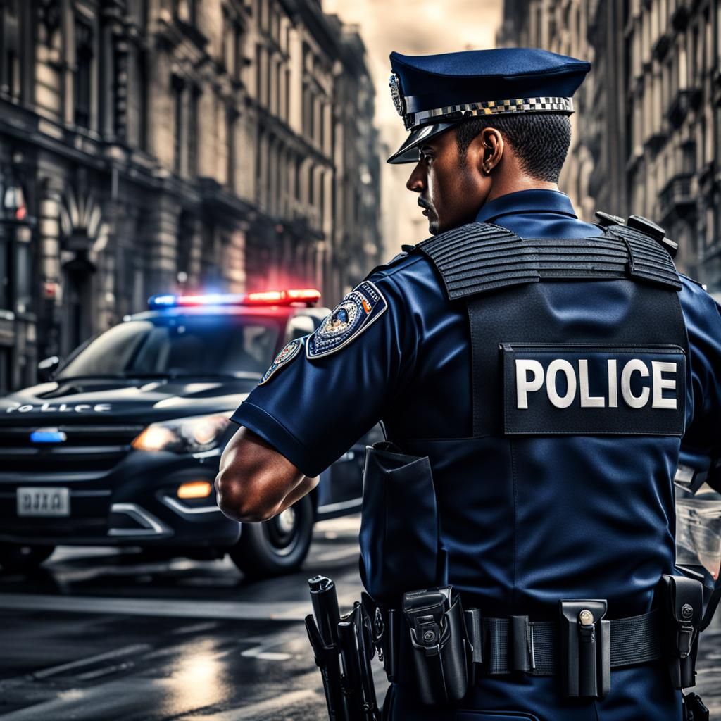 Hyperrealistic Police Officer at Work