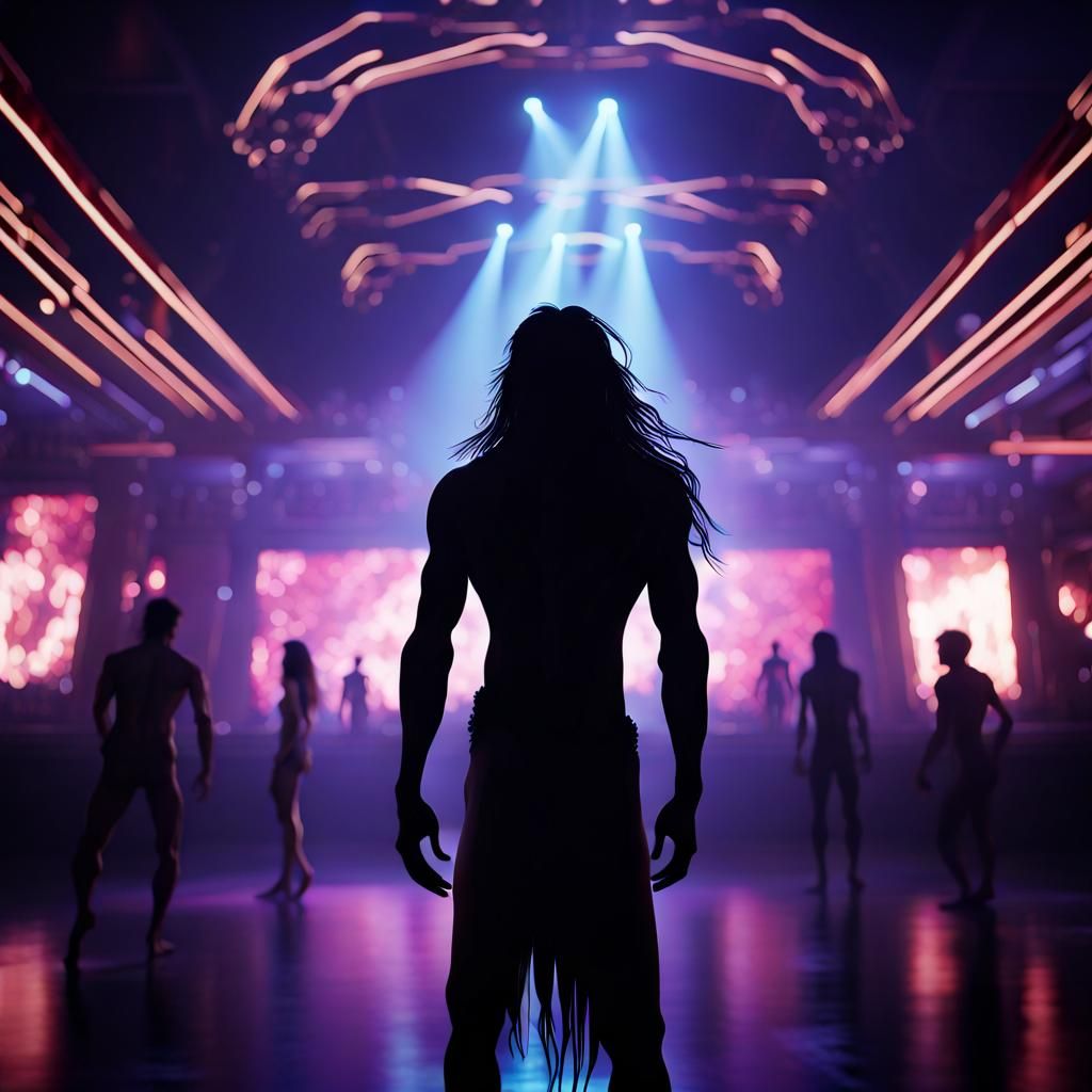 Nightclub Silhouette: Detailed Matte Painting in 8k