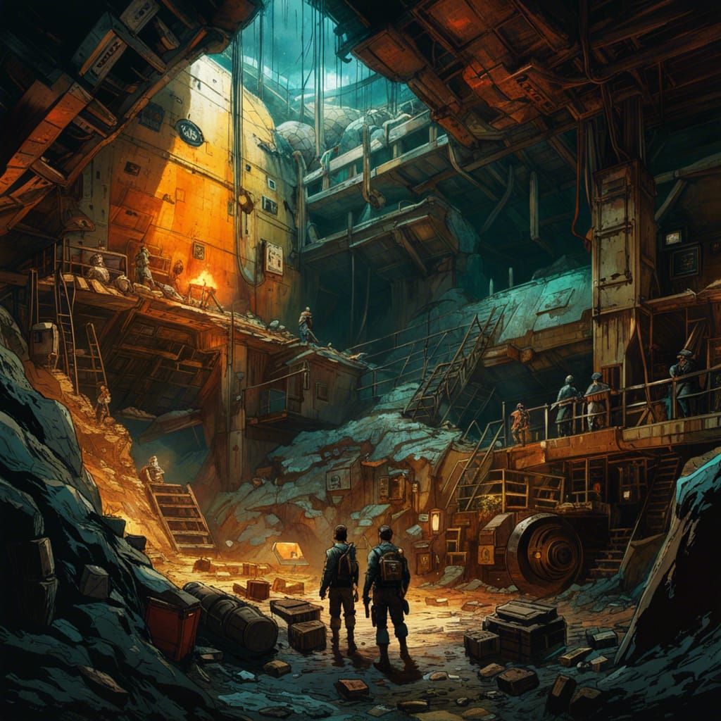 Pirates in Underground Bunker: Hyperdetailed Digital Art