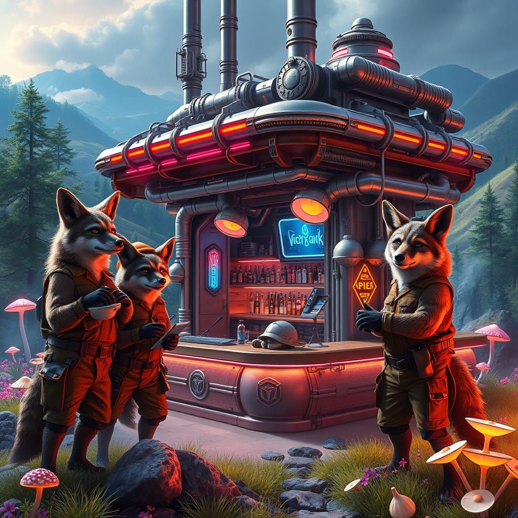 Anthropomorphic Coyotes Build Futuristic Bar for Charity in ...