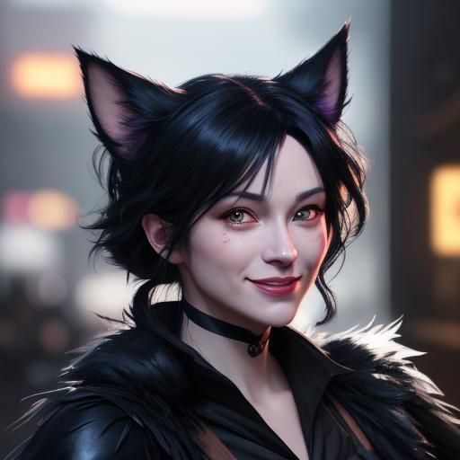 Jiji Cat in Bakery, Studio Ghibli Style Portrait