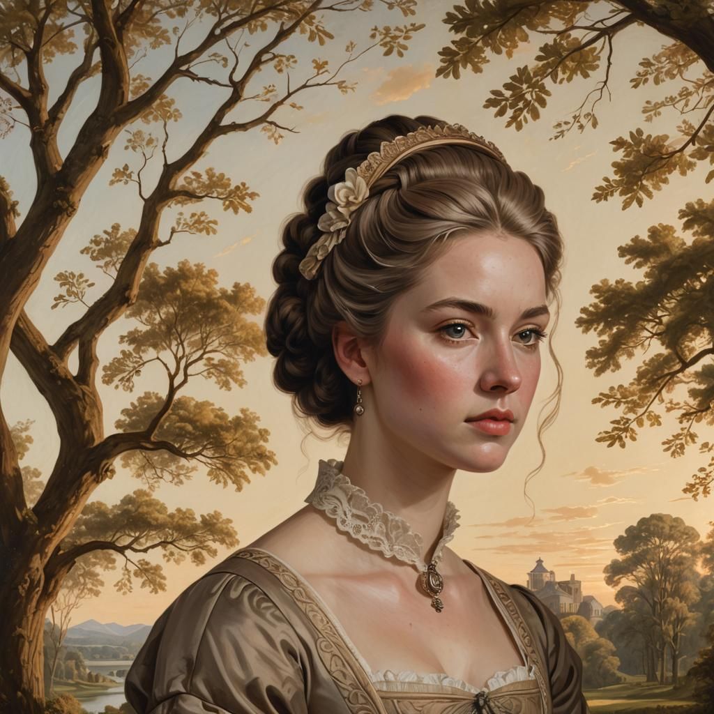 Colonial Woman Portrait in Neoclassical Style