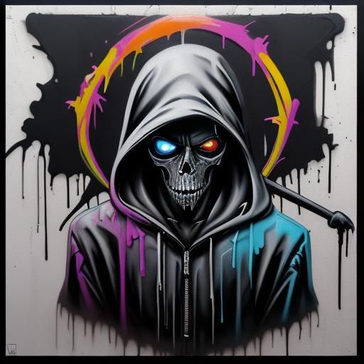 Grim Reaper Graffiti Art in Splash Style