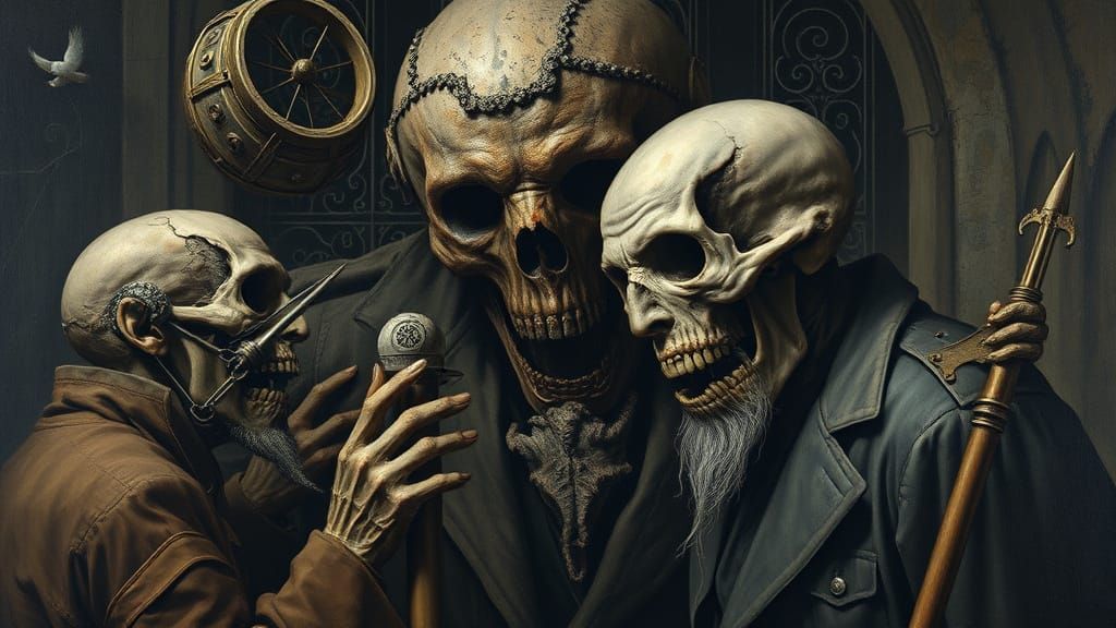 Surreal Scene of Obscure Historical Event in Dark Industrial...